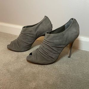 Saks Fifth Avenue gray suede heeled booties
